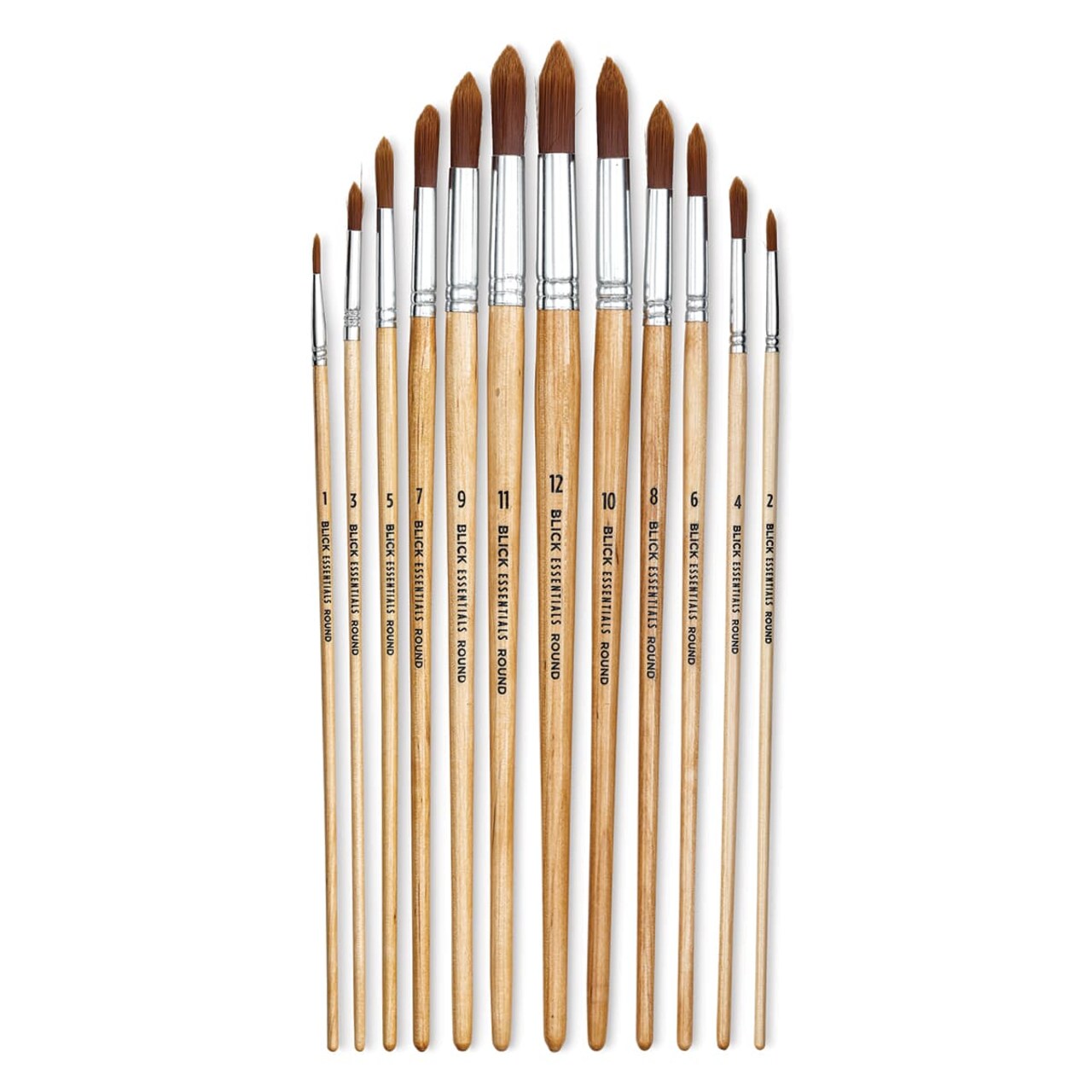 Blick Essentials Value Brush Set - Round Brushes, Brown Nylon, Set of 12
